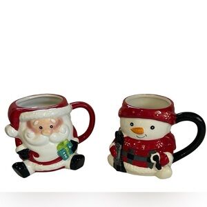 CHRISTMAS MUG BUNDLE SANTA SKIING SNOWMAN CERAMIC